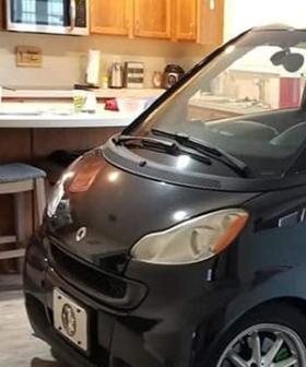 Man Parks Smart Car In Kitchen So It Won't "Blow Away"