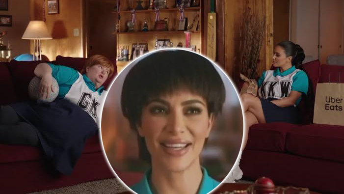 Kim Kardashian Has A Bowl Cut In BTS Video For Uber Eats Ad