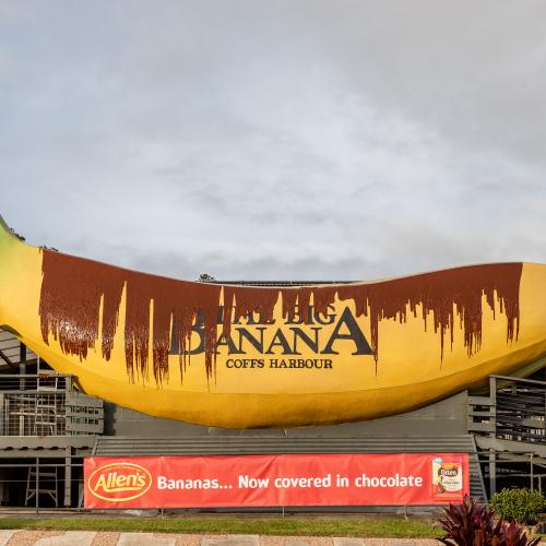 Iconic Big Banana Splattered With Chocolate-Like Syrup