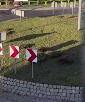 The INSANE Moment A Car is Captured Flying Over A Roundabout