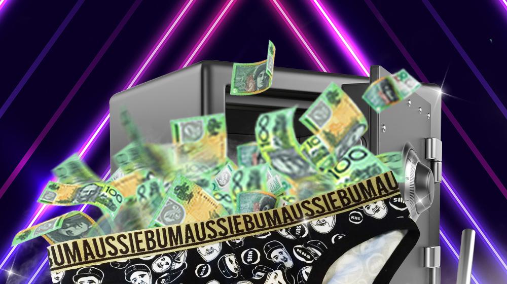72 KJ Aussie Bum undies stacked with 500 cash