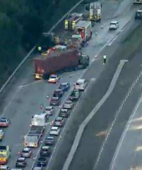 Truck Fire Closes Southbound Lanes On Sydney's M1 Pacific Motorway