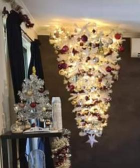 Aussie Mum Causes A Stir Online After Hanging Christmas Tree Upside-Down From Her Ceiling